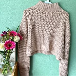 Blush Pink Mock Neck Oversized Sweater